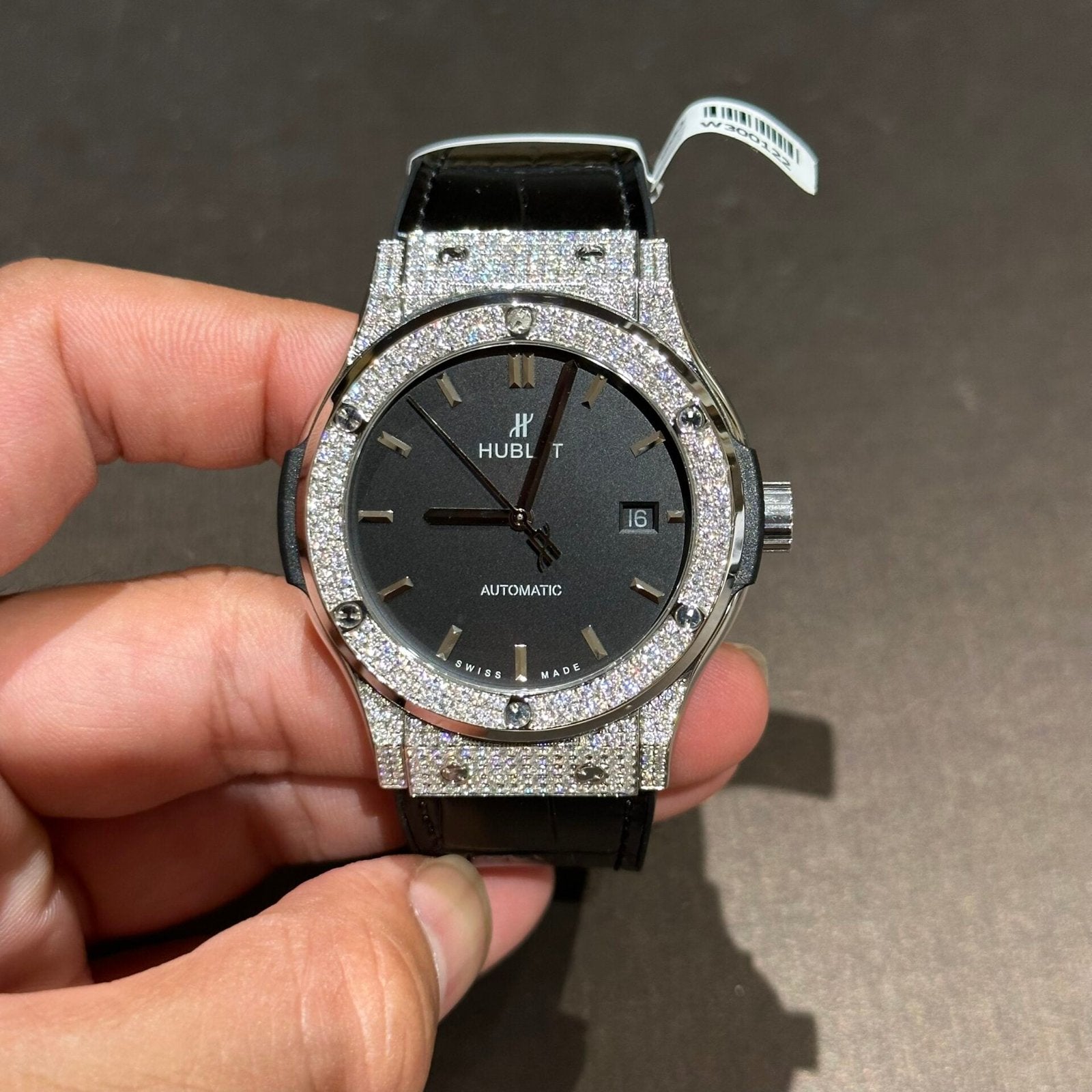 Hublot Watch With Full Diamond Moissanite Diamonds Black Dial Men’s 42mm