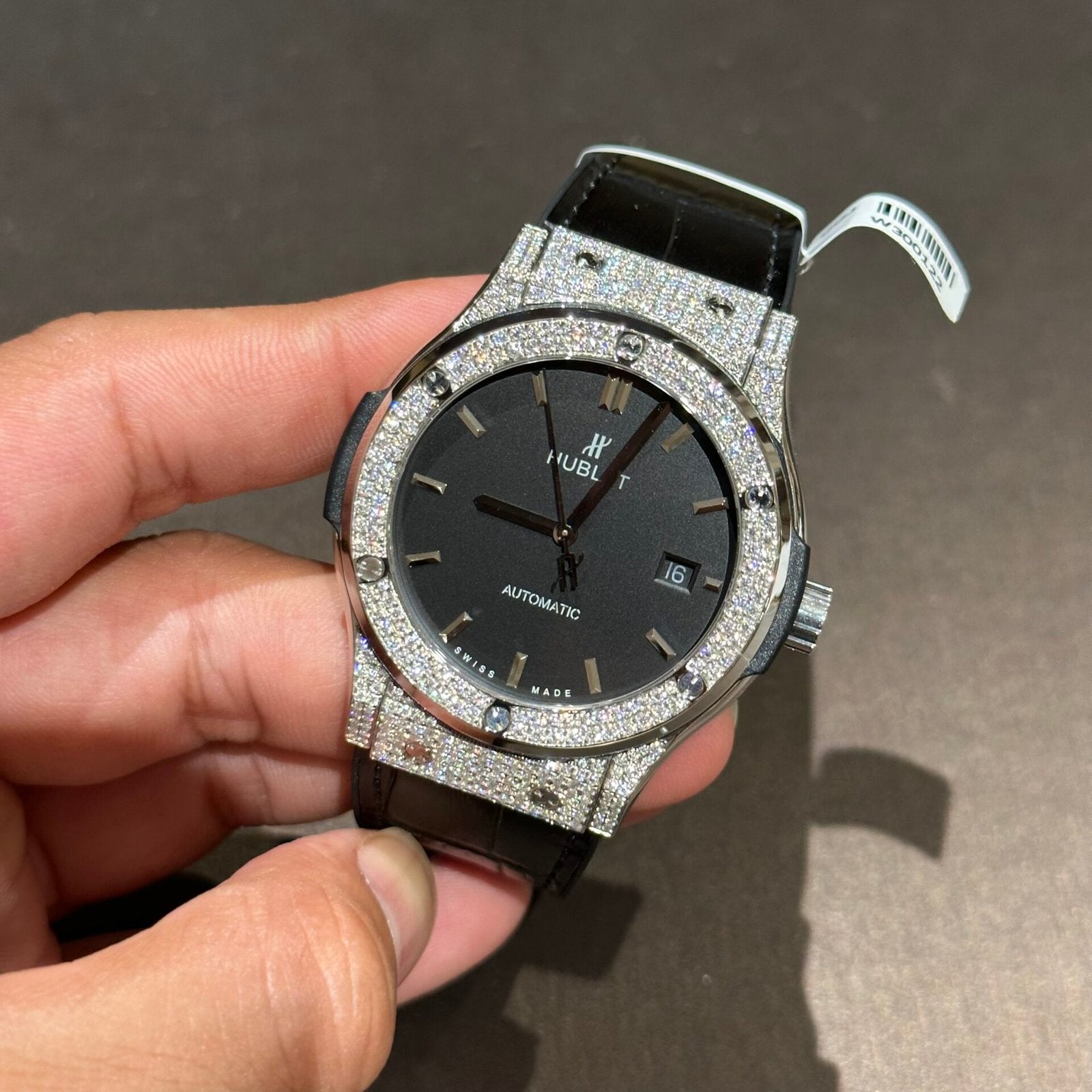 Hublot Watch With Full Diamond Moissanite Diamonds Black Dial Men’s 42mm