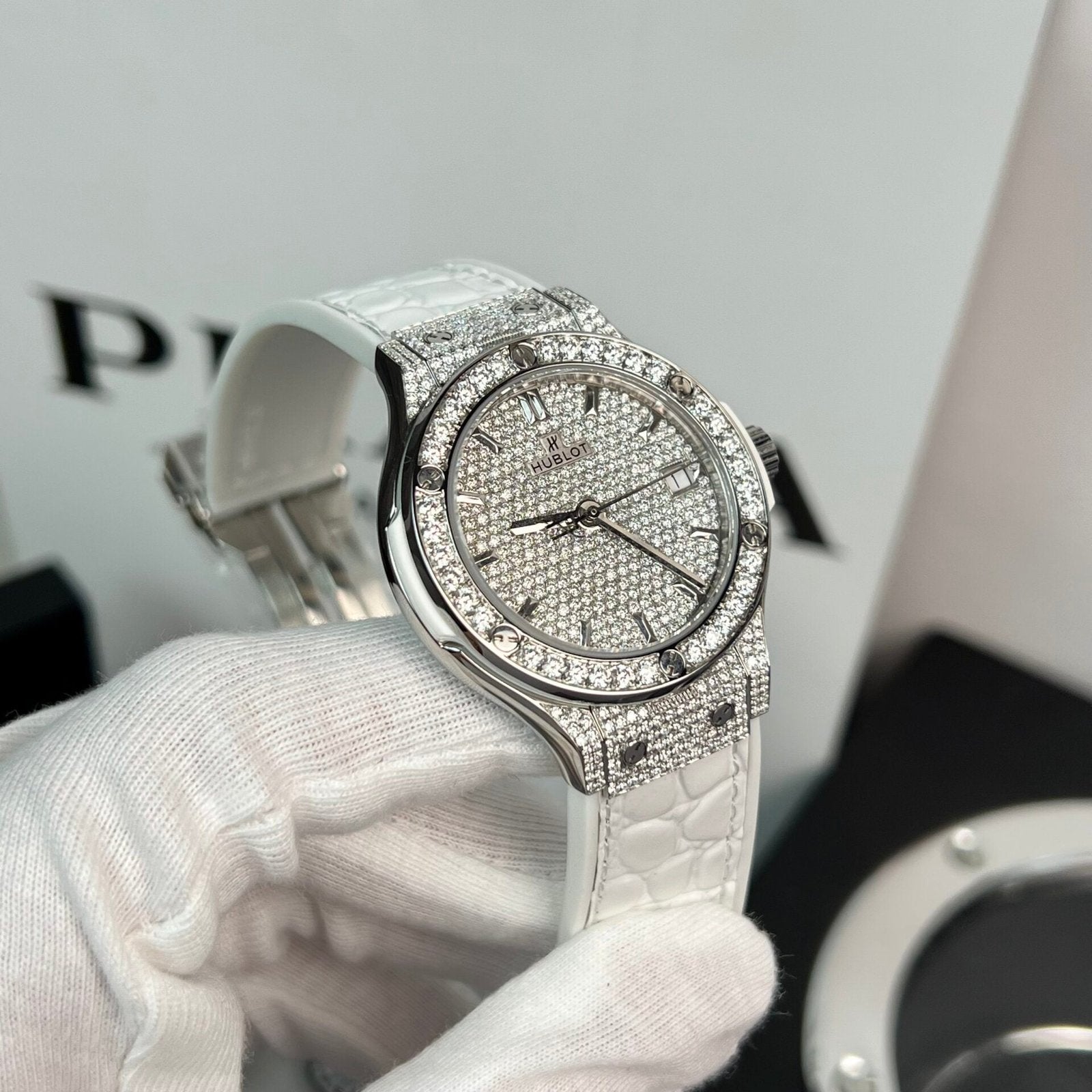 Hublot Watch Full Moissanite Diamond White 38mm