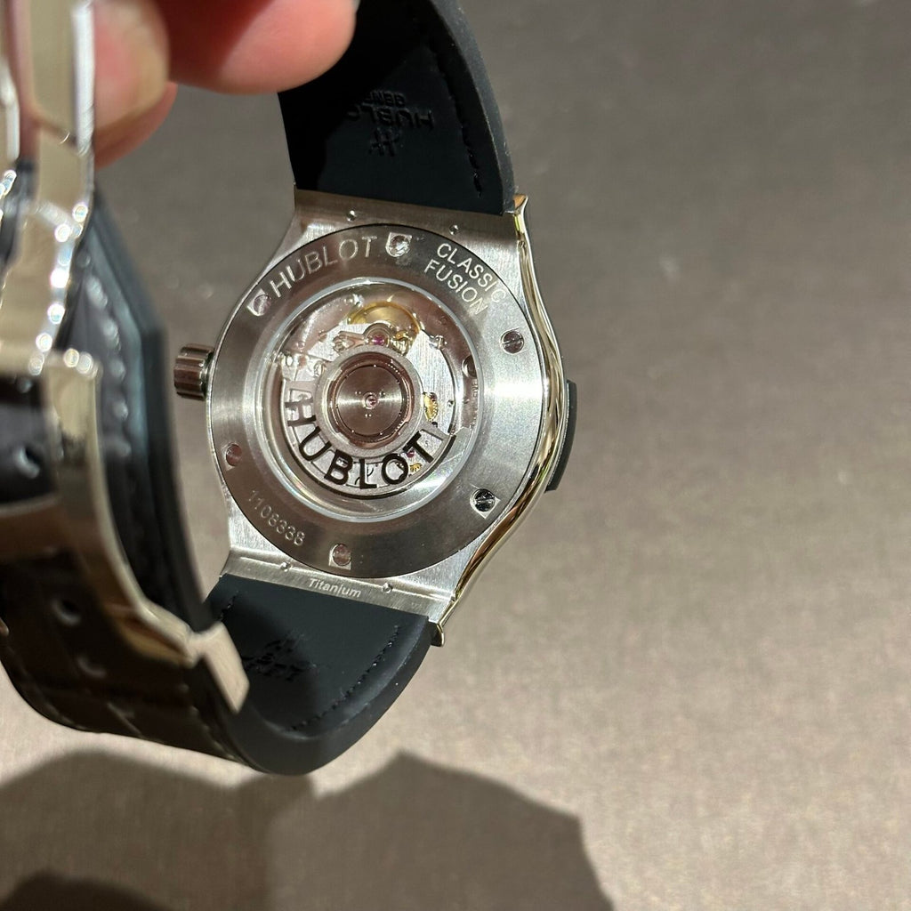 Hublot Watch With Full Diamond Moissanite Diamonds Gray Dial Leather Strap 42mm