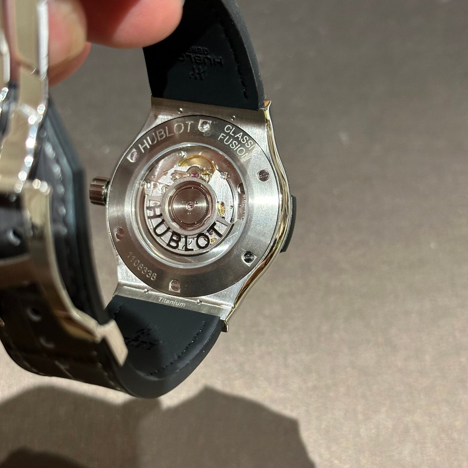 Hublot Watch With Full Diamond Moissanite Diamonds Gray Dial Leather Strap 42mm