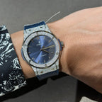 Hublot Watch With Full Diamond Moissanite Diamonds Blue Dial 42mm