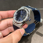 Hublot Watch With Full Diamond Moissanite Diamonds Blue Dial 42mm