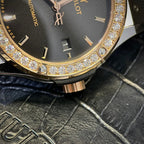 Hublot Watch Demi With Moissanite Diamond Rubber Strap 42mm