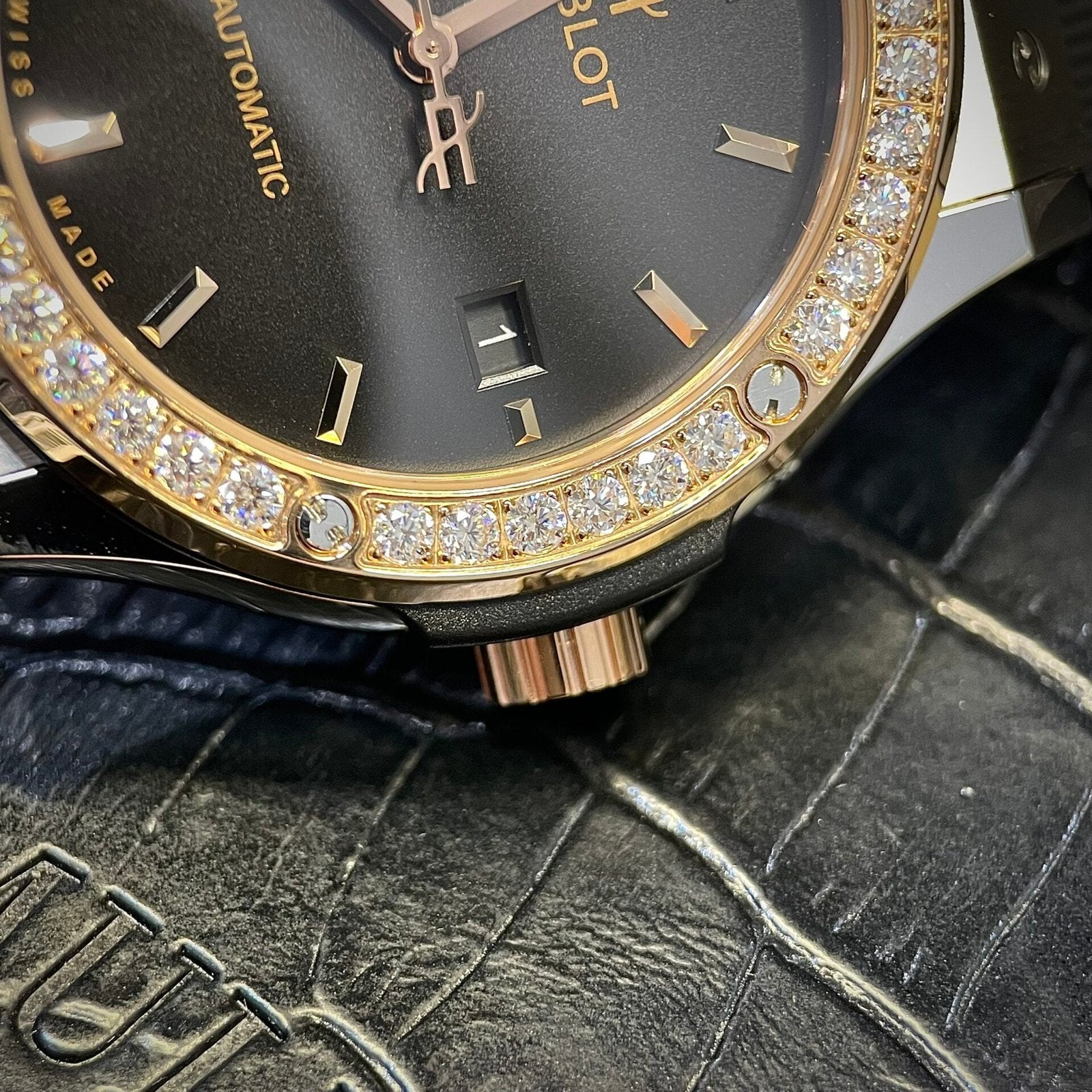 Hublot Watch Demi With Moissanite Diamond Rubber Strap 42mm