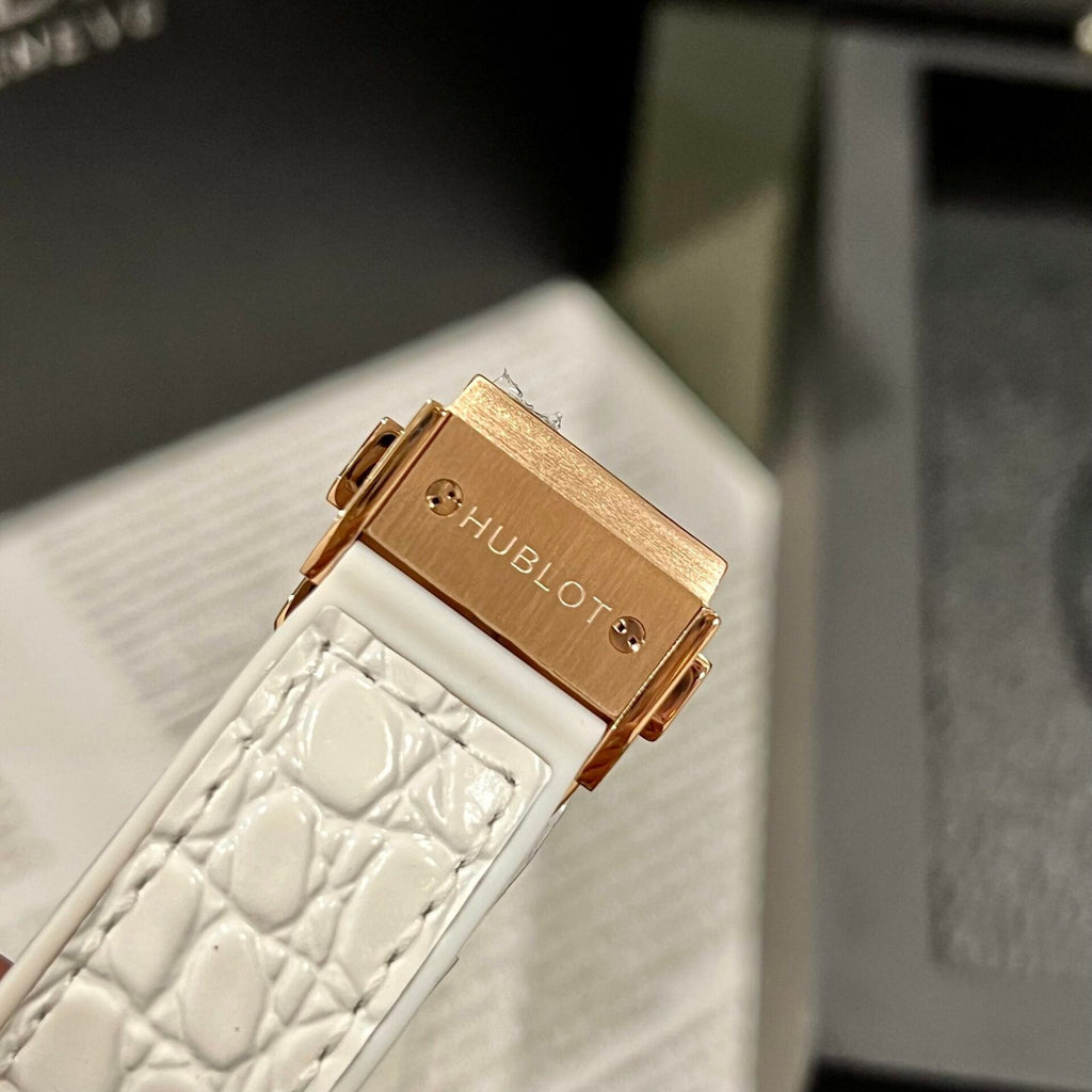 Hublot Watch Classic Fusion King Gold White Dial Moissanite Diamonds 38mm