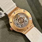 Hublot Watch Classic Fusion King Gold White Dial Moissanite Diamonds 38mm