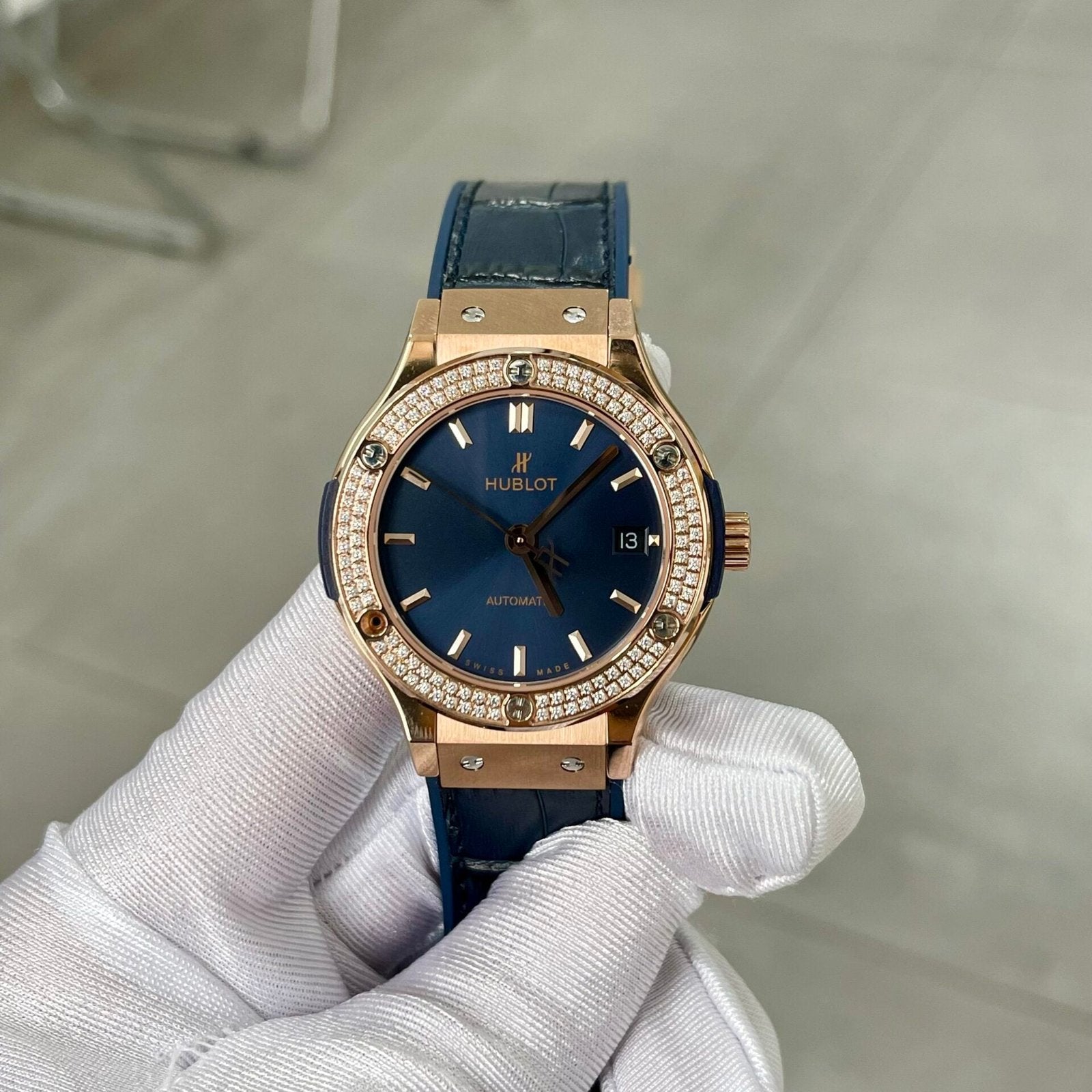 Hublot Classic Fusion Blue With Diamond Bezel  Watch 38mm