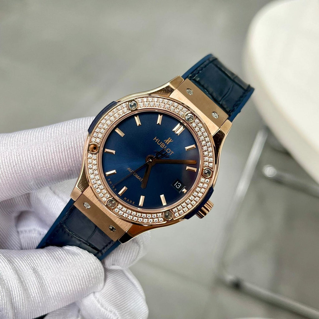 Hublot Classic Fusion Blue With Diamond Bezel  Watch 38mm