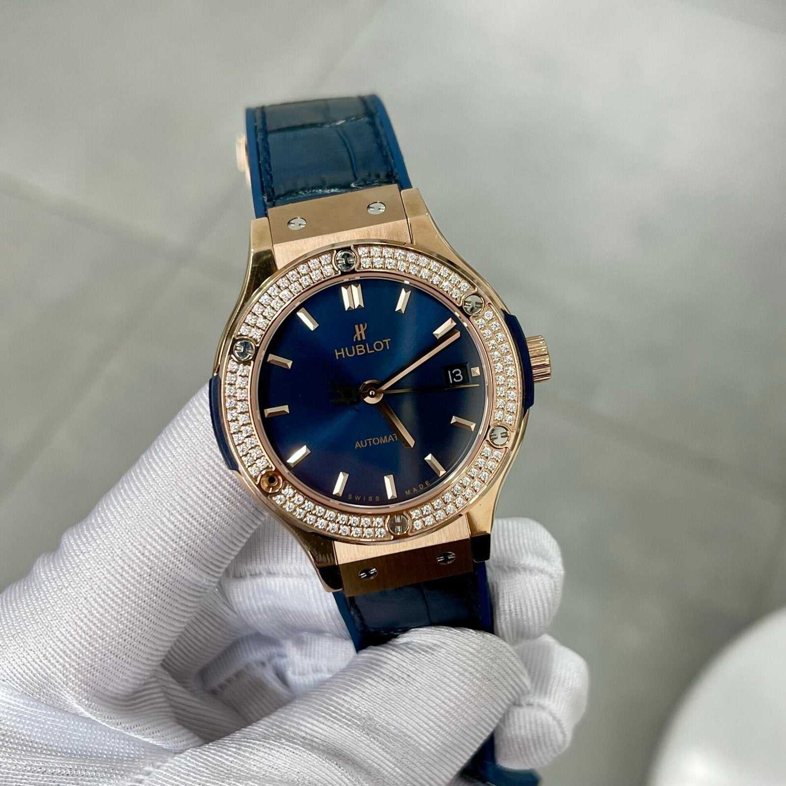 Hublot Classic Fusion Blue With Diamond Bezel  Watch 38mm