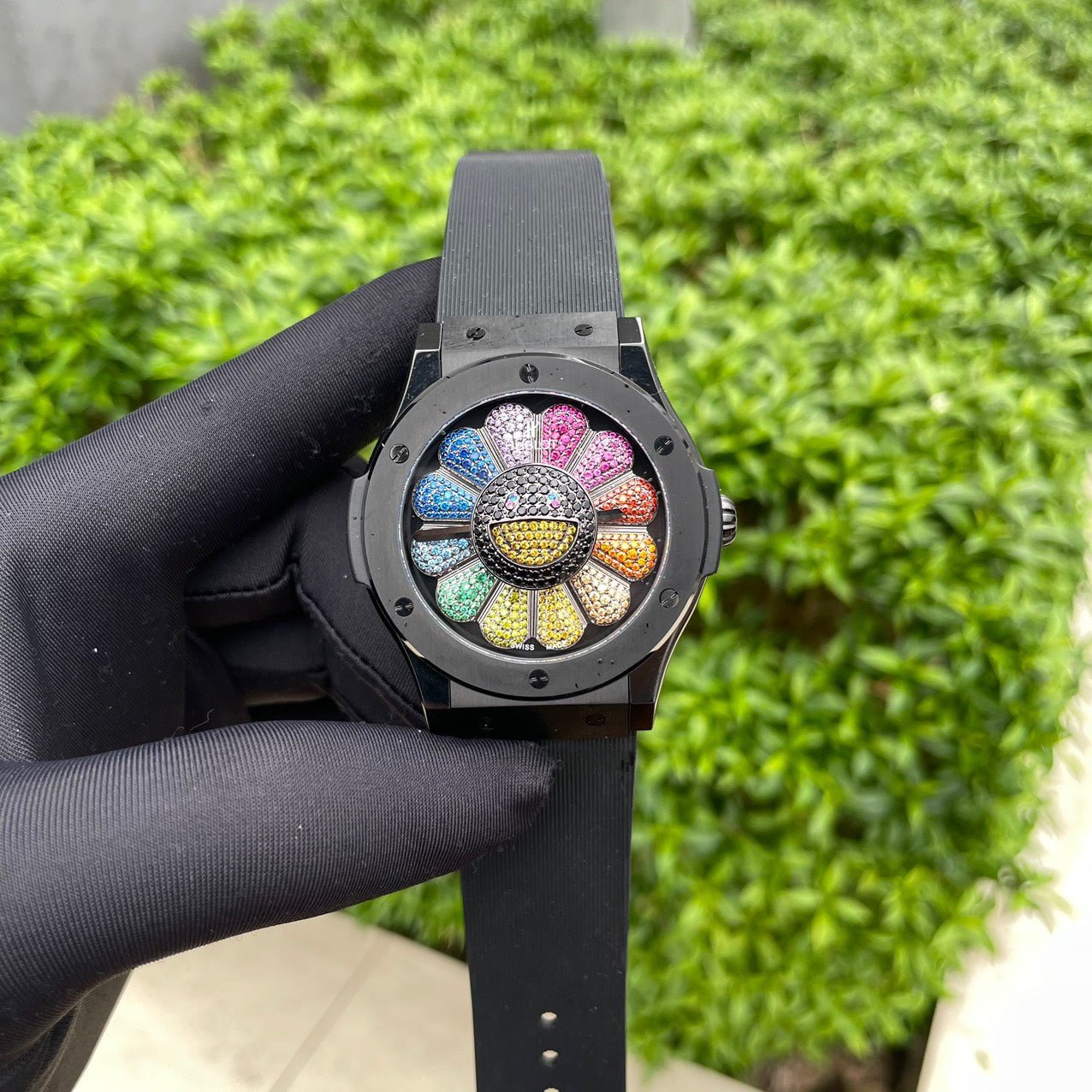Hublot Watch Takashi Murakami Rainbow Ceramic Rubber Strap 45mm