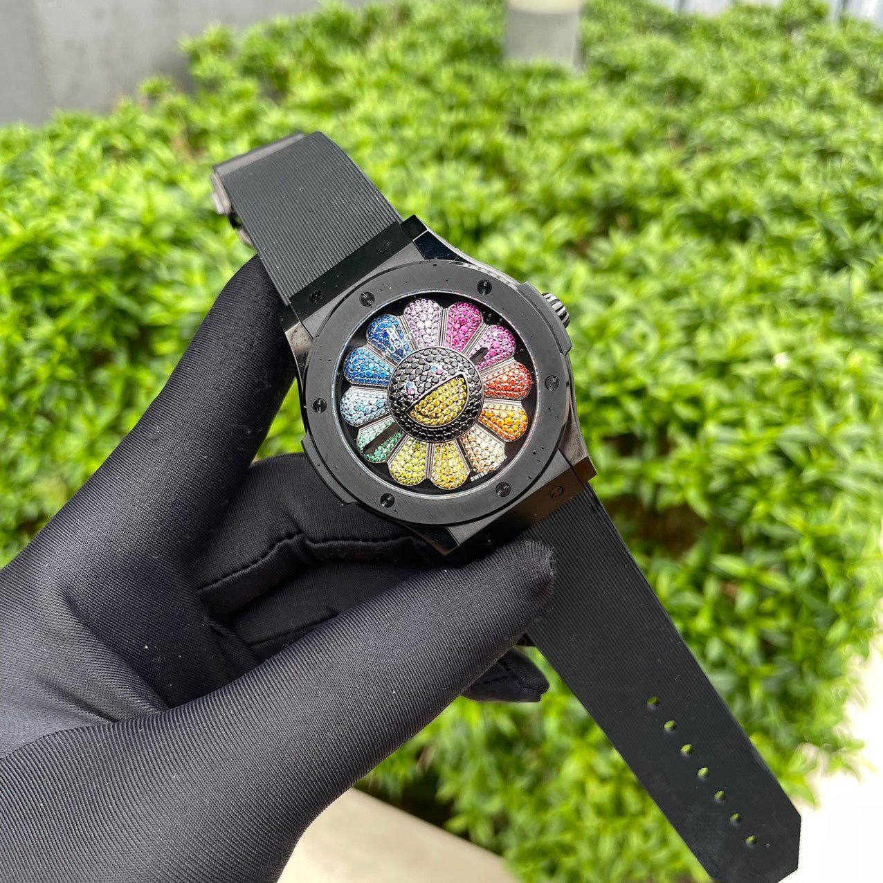 Hublot Watch Takashi Murakami Rainbow Ceramic Rubber Strap 45mm