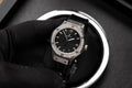 Hublot Watch With Diamonds Bezel Black Dial 33mm