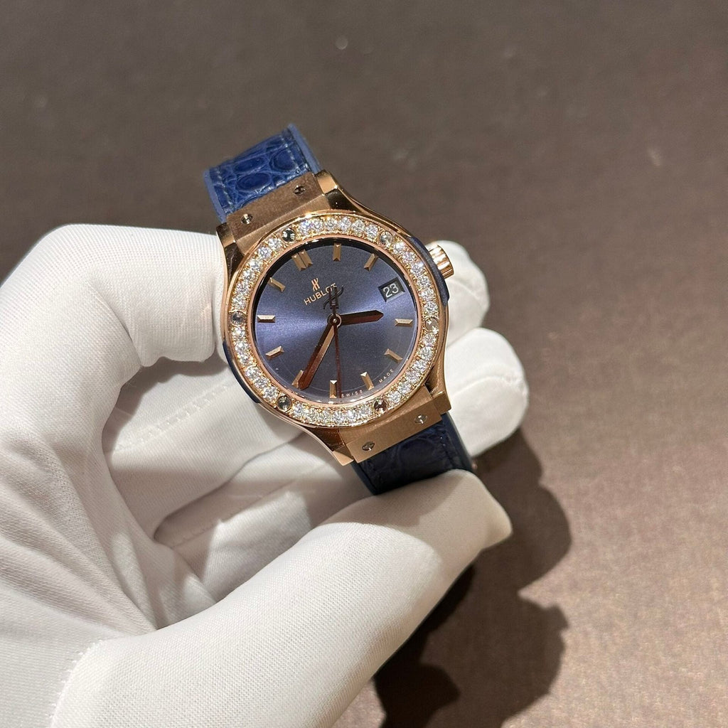 Hublot Watch With Moissanite Diamonds Blue 33mm