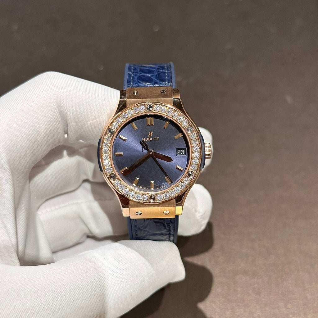 Hublot Watch With Moissanite Diamonds Blue 33mm