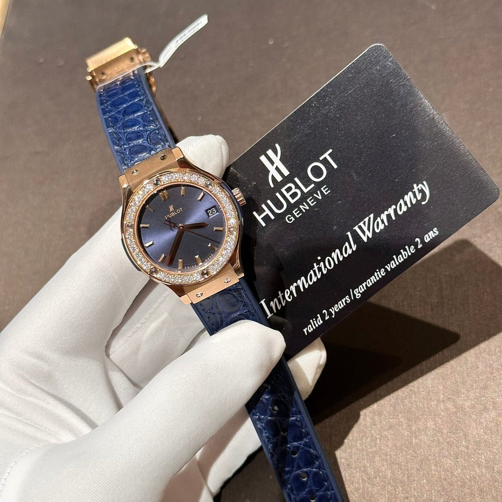 Hublot Watch With Moissanite Diamonds Blue 33mm