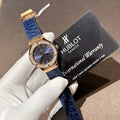 Hublot Watch With Moissanite Diamonds Blue 33mm