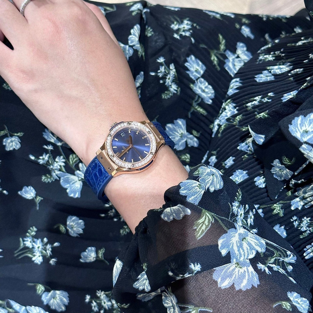 Hublot Watch With Moissanite Diamonds Blue 33mm