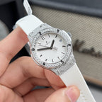 Hublot Watch Classic Fusion White Dial Moissanite Diamonds 33mm