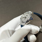 Hublot Classic Fusion Watch Blue Rubber Strap Moissanite Diamond 33mm