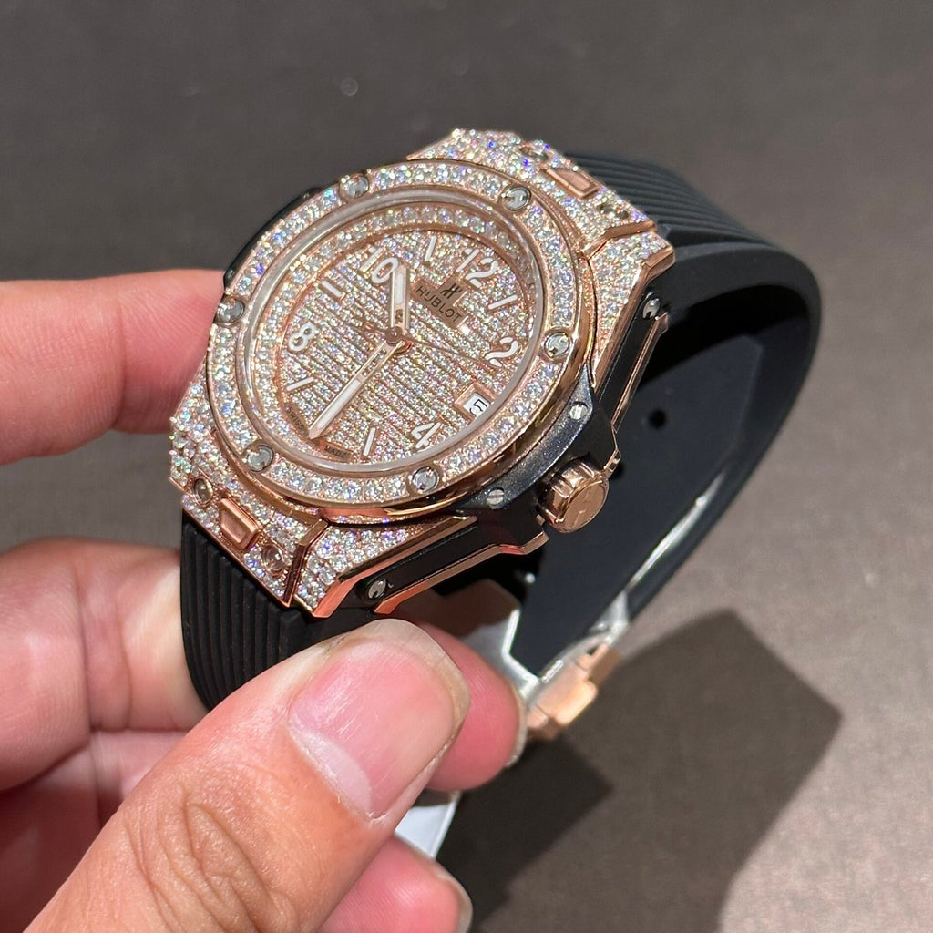 Hublot Watch One Click Gold Wrapped With Full Moissanite 39mm