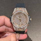 Hublot Watch One Click Gold Wrapped With Full Moissanite 39mm