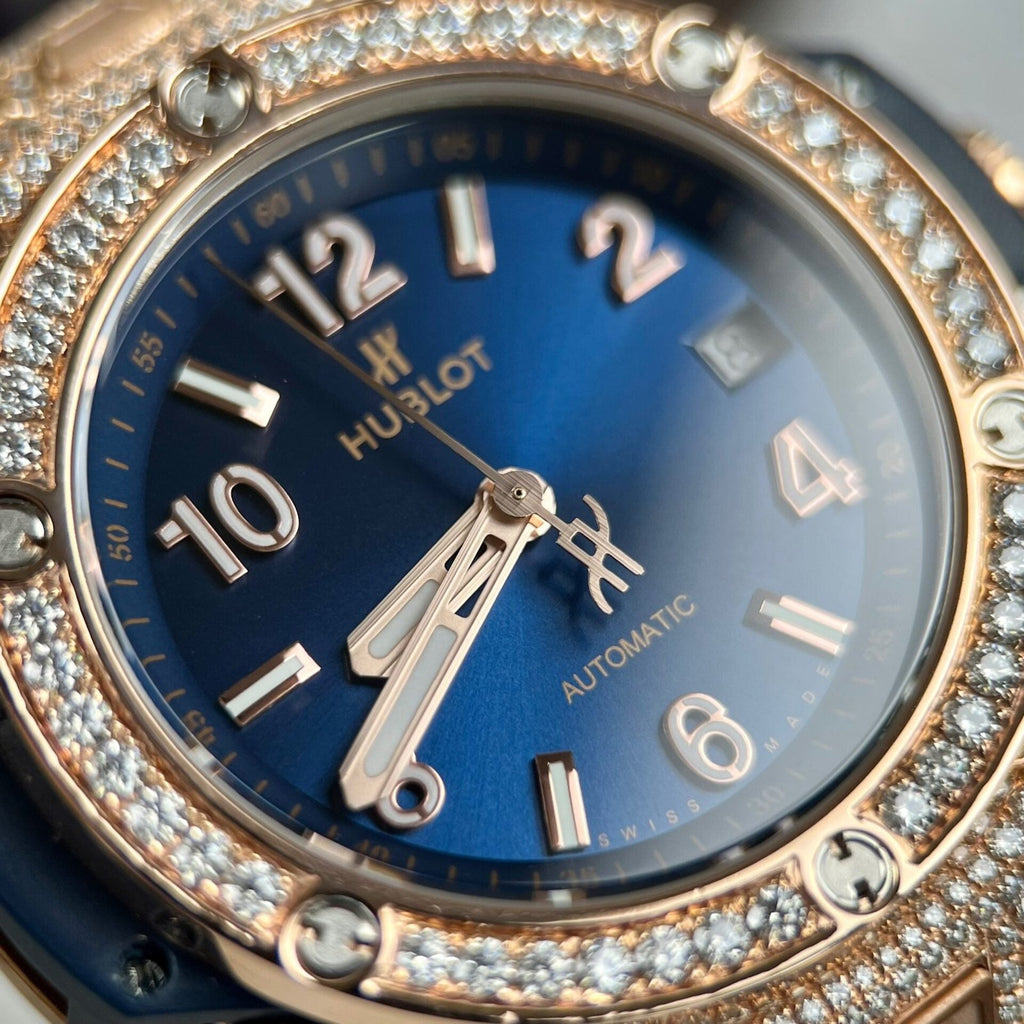 Hublot Big Bang Watch Blue Dial With Moissanite Diamond 39mm
