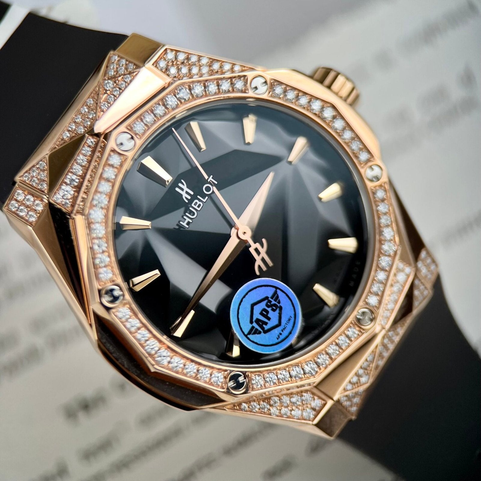 Hublot Orlinski King Gold Black Dial  Moissanite Diamonds 40mm