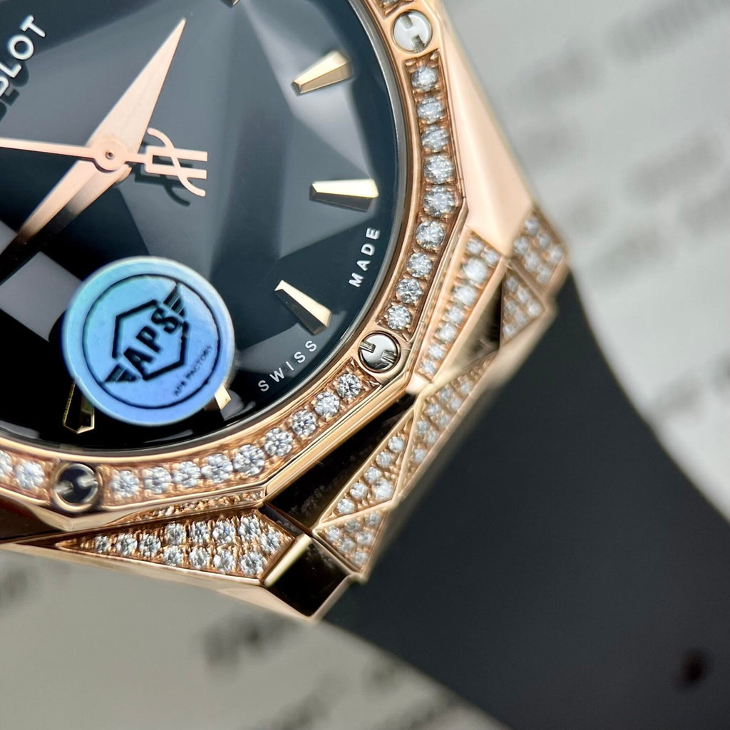 Hublot Orlinski King Gold Black Dial  Moissanite Diamonds 40mm