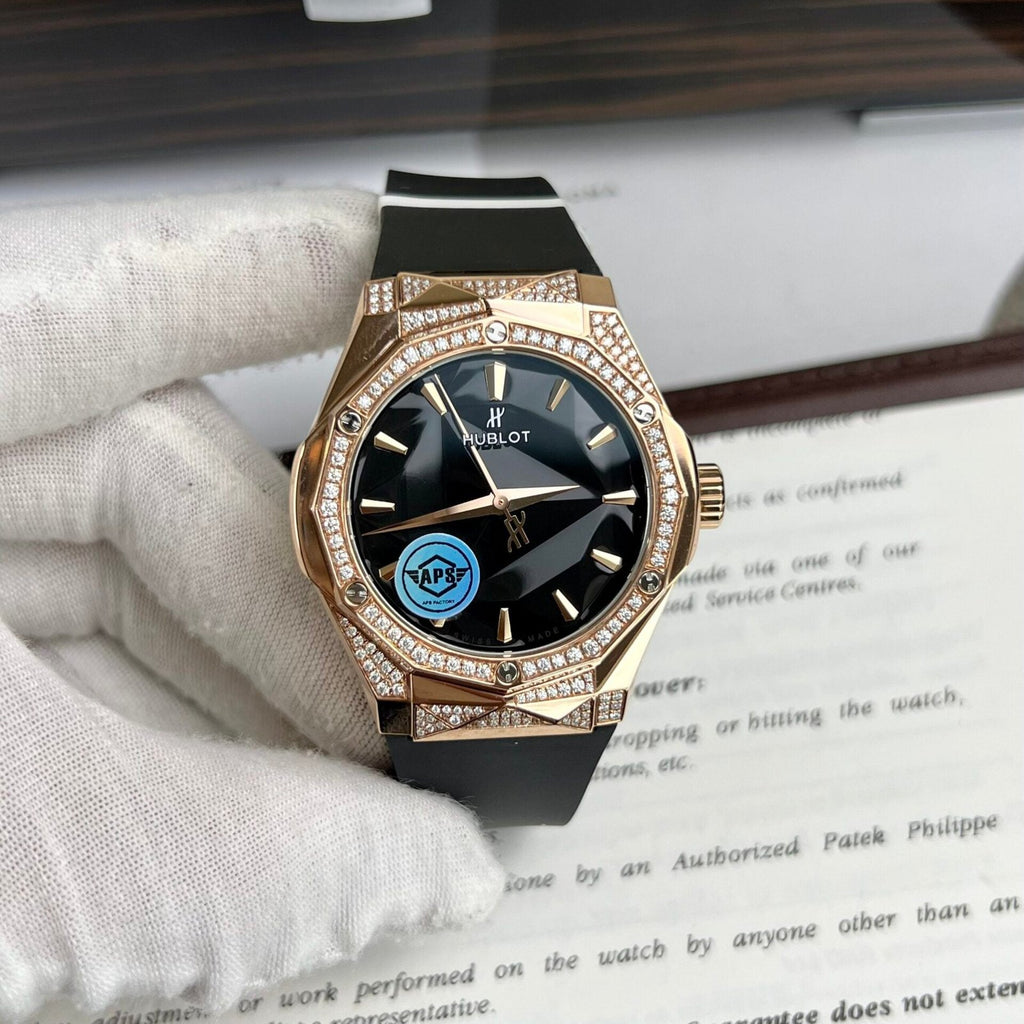Hublot Orlinski King Gold Black Dial  Moissanite Diamonds 40mm