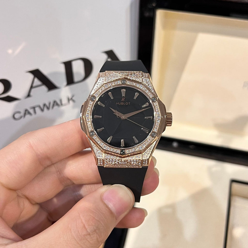 Hublot Watch Orlinski King Gold Black With Full Diamond Case 40mm
