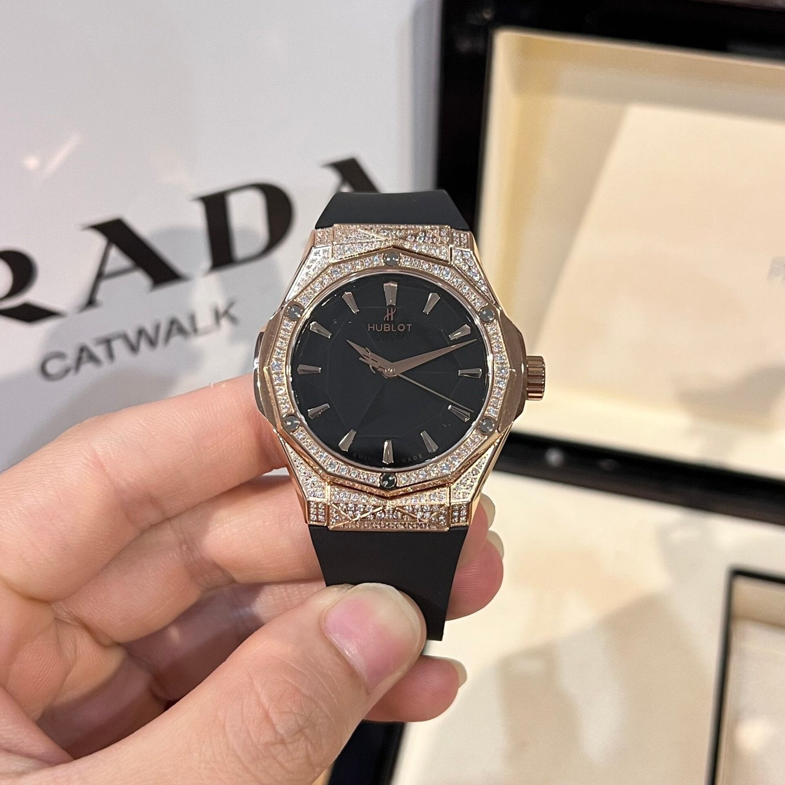 Hublot Watch Orlinski King Gold Black With Full Diamond Case 40mm