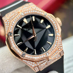 Hublot Watch Orlinski King Gold Natural Diamonds Rubber Strap 40mm