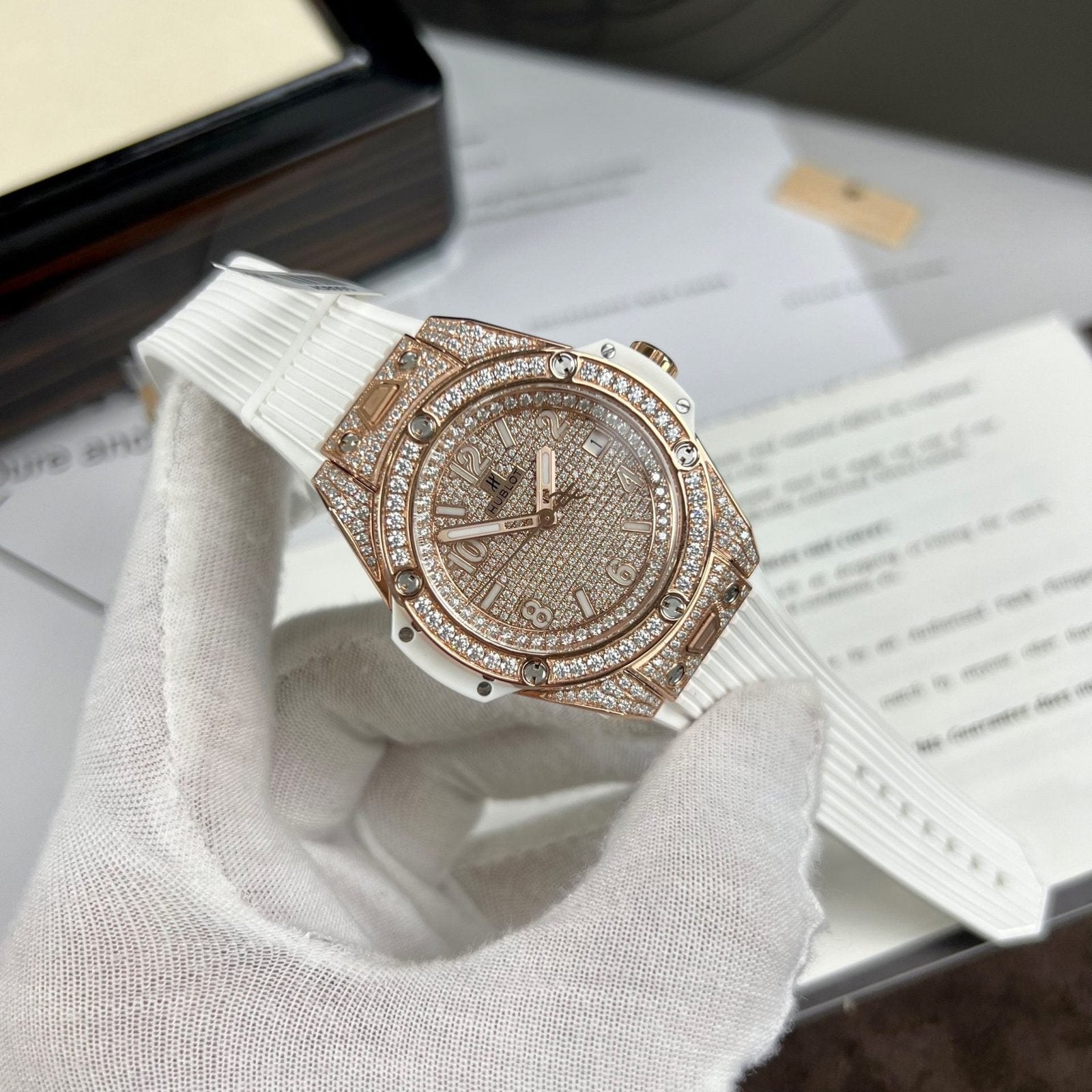 Hublot Watch Big Bang One Click Full Moissanite Diamonds 39mm