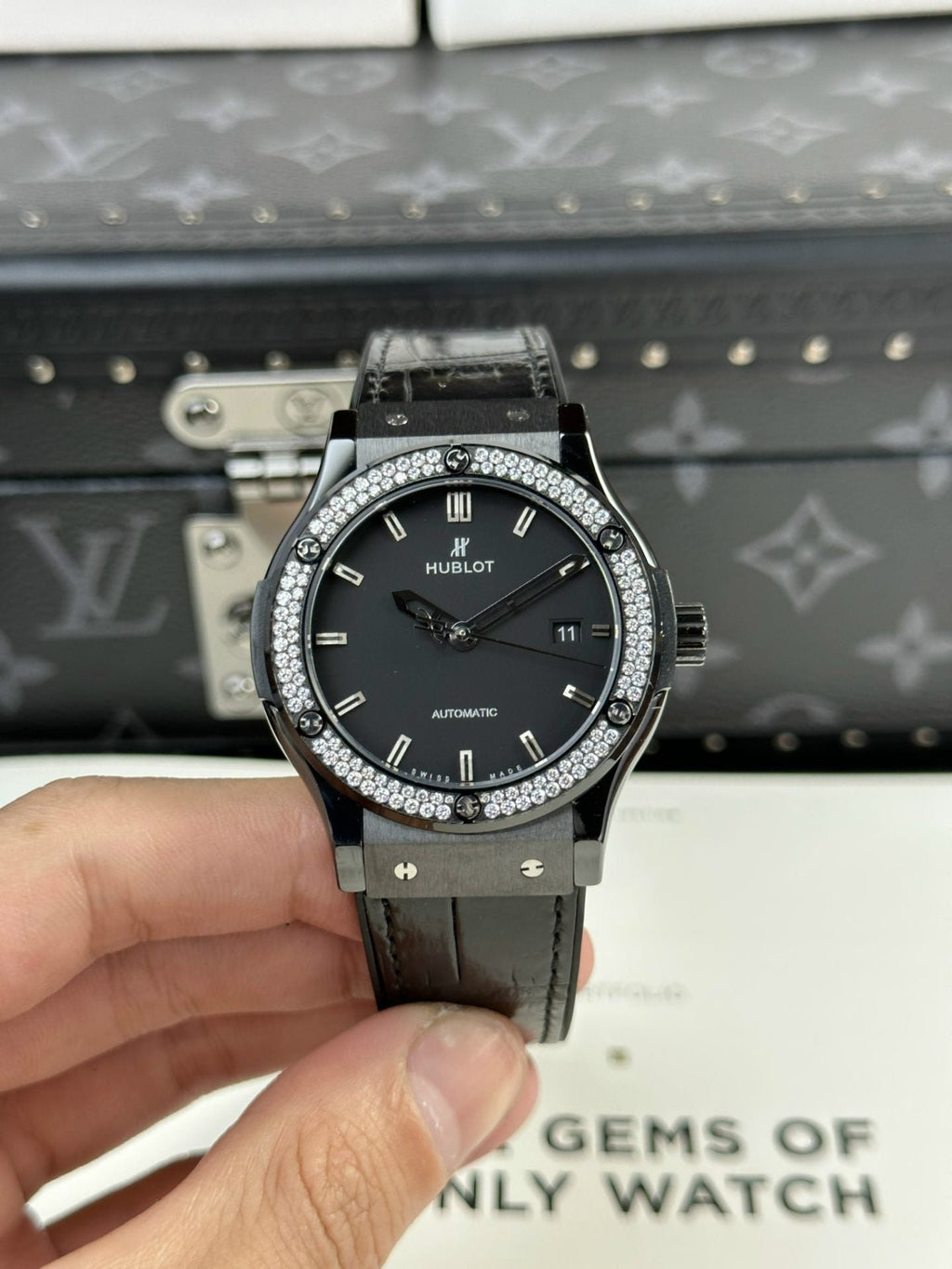 Hublot Classic Fusion Ceramic Watch With Stone Swarovski 42mm