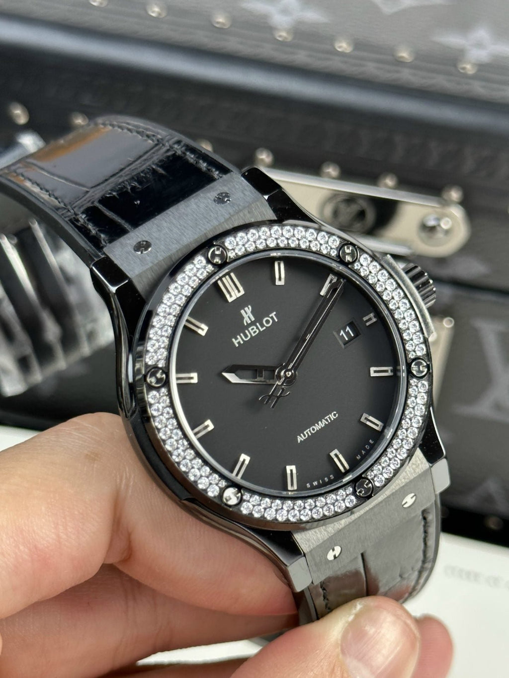 Hublot Classic Fusion Ceramic Watch With Stone Swarovski 42mm