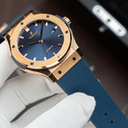 Hublot  Watch Classic Fusion King Gold Dial Blue Movement SW300 Rubber Strap 42mm