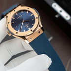 Hublot  Watch Classic Fusion King Gold Dial Blue Movement SW300 Rubber Strap 42mm
