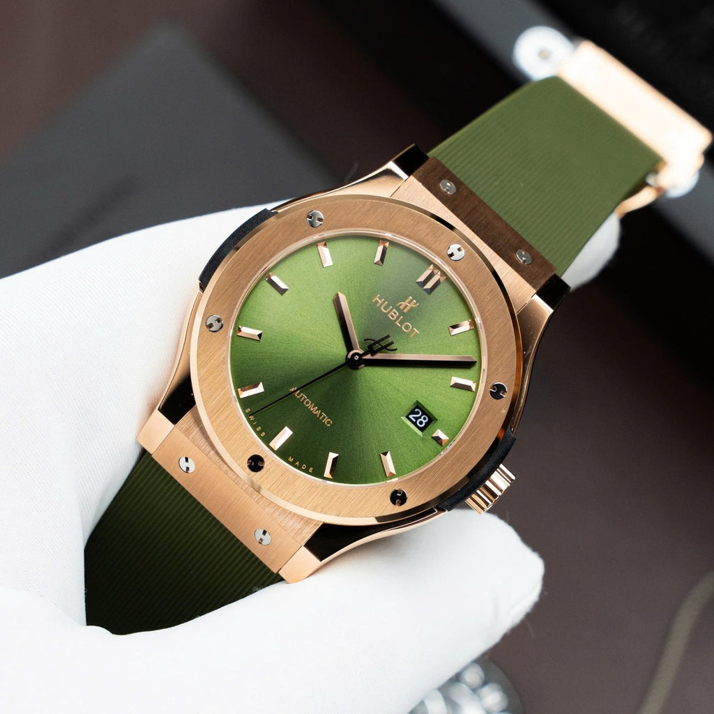 Hublot Watch Classic Fusion King Gold Green Dial Movement SW300 Swiss Made 42mm