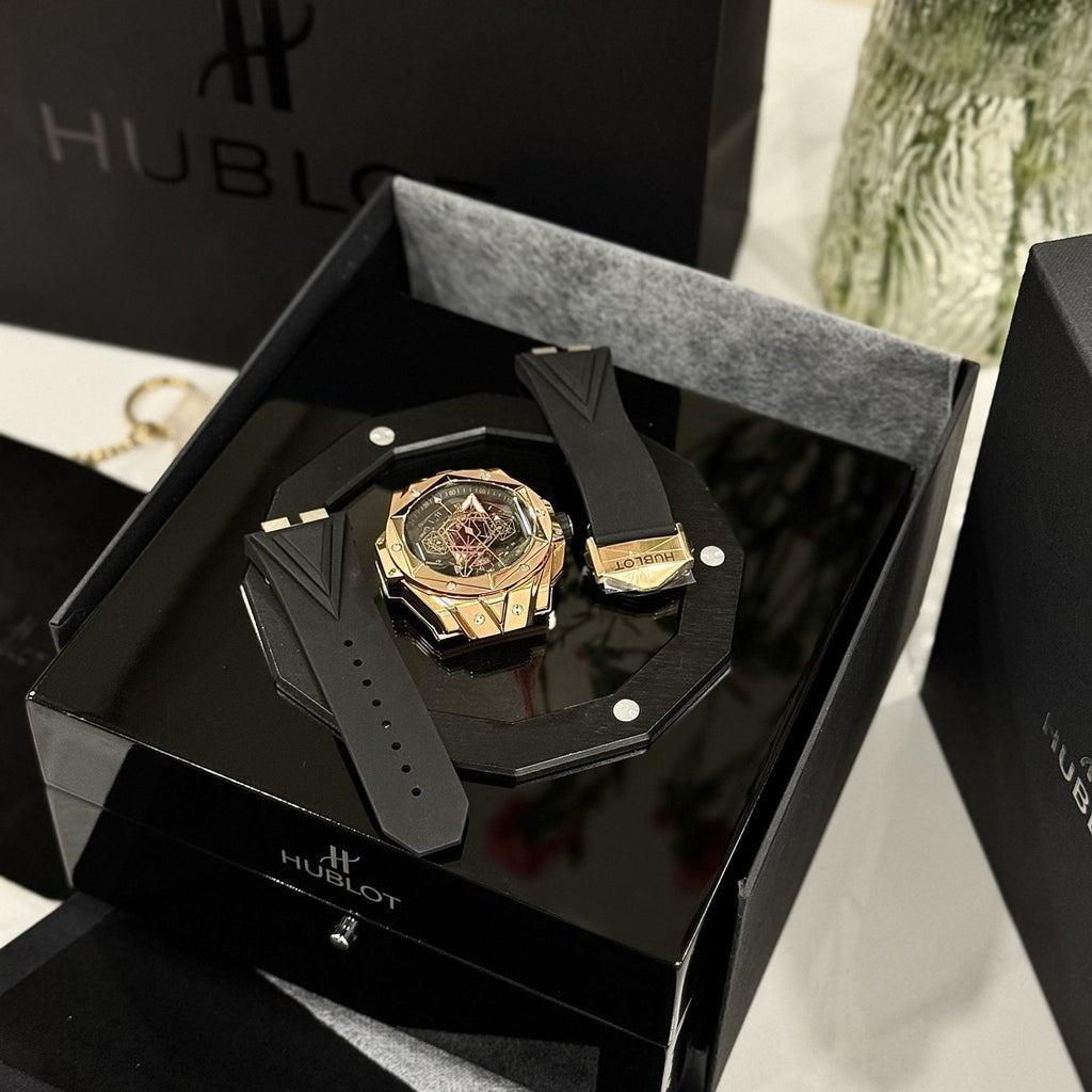 Hublot Watch Big Bang Sang Bleu ll King Gold Black Dial 45mm