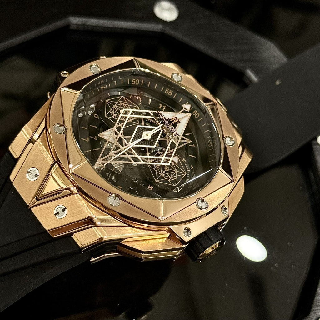 Hublot Watch Big Bang Sang Bleu ll King Gold Black Dial 45mm
