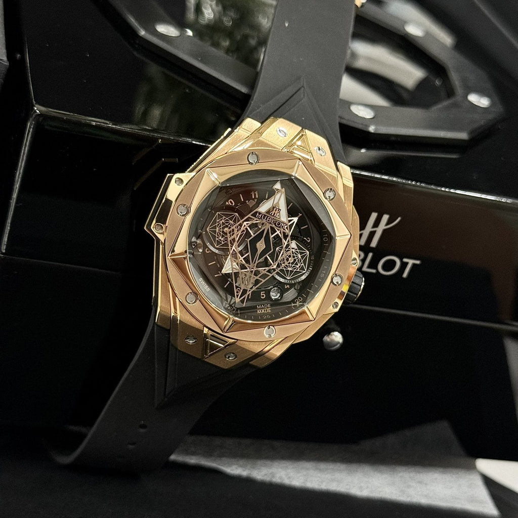 Hublot Watch Big Bang Sang Bleu ll King Gold Black Dial 45mm