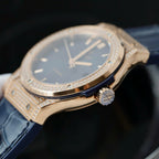 Hublot Classic Fusion King Gold Watch Blue Dial Diamonds 42mm