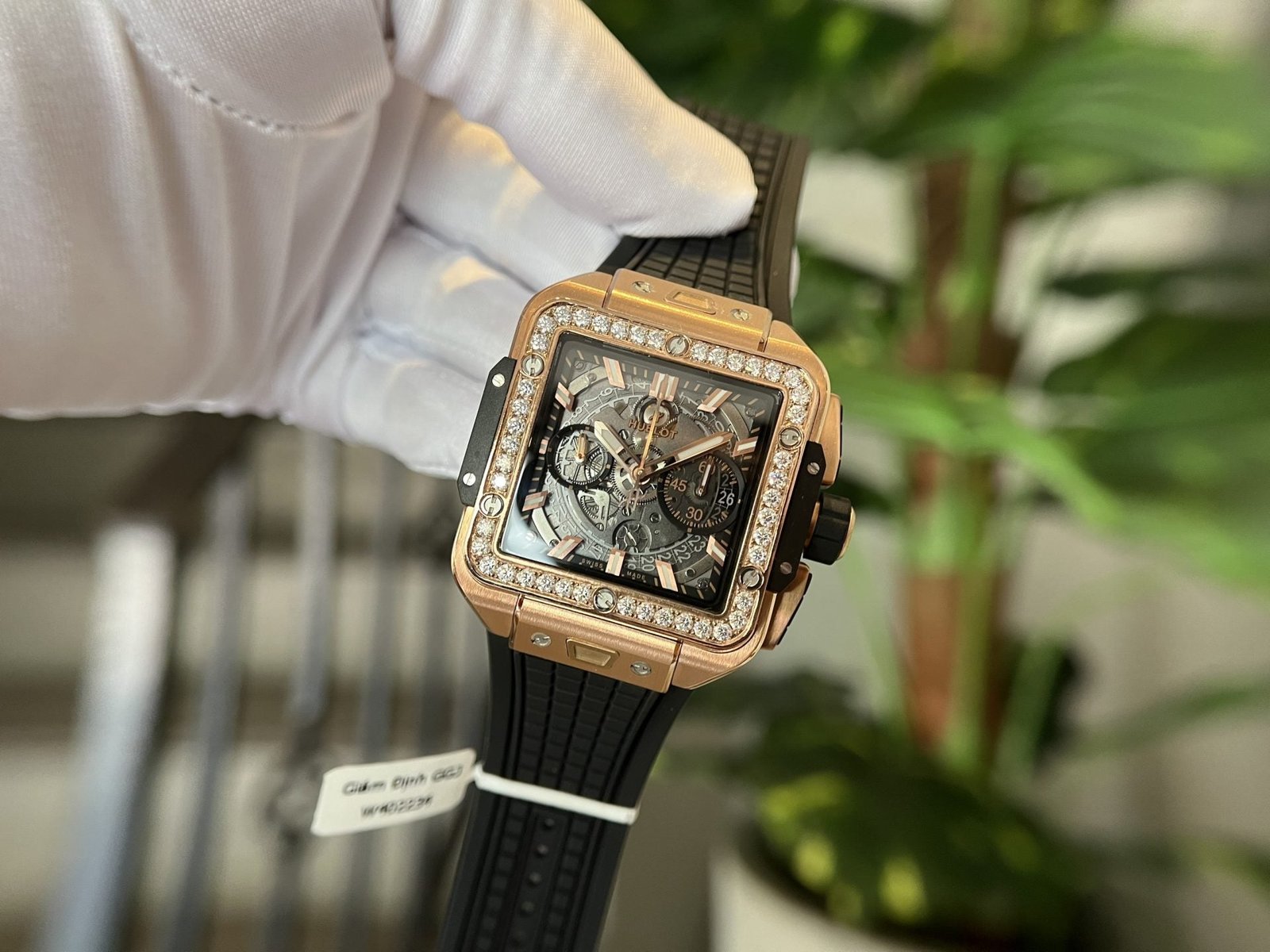 Hublot Watch Square Bang King Gold Moissanite Diamonds 42mm