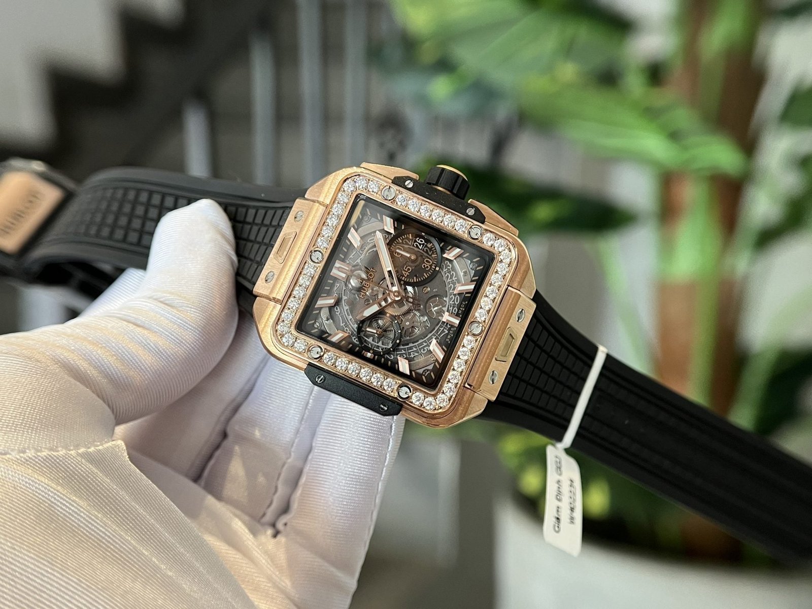 Hublot Watch Square Bang King Gold Moissanite Diamonds 42mm