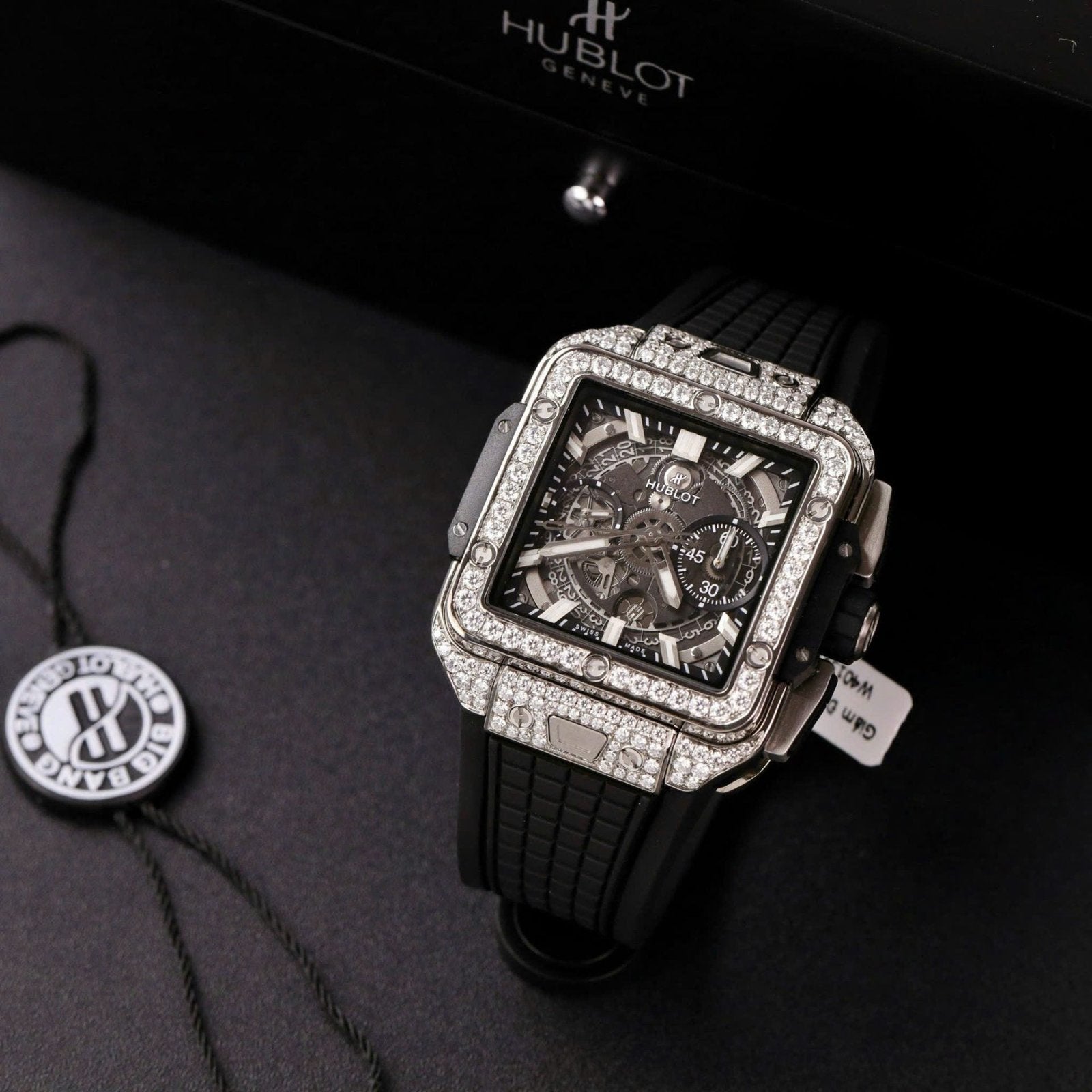 Hublot Square Bang Unico Titanium  Watch Full Dimonds Moissanite 42mm