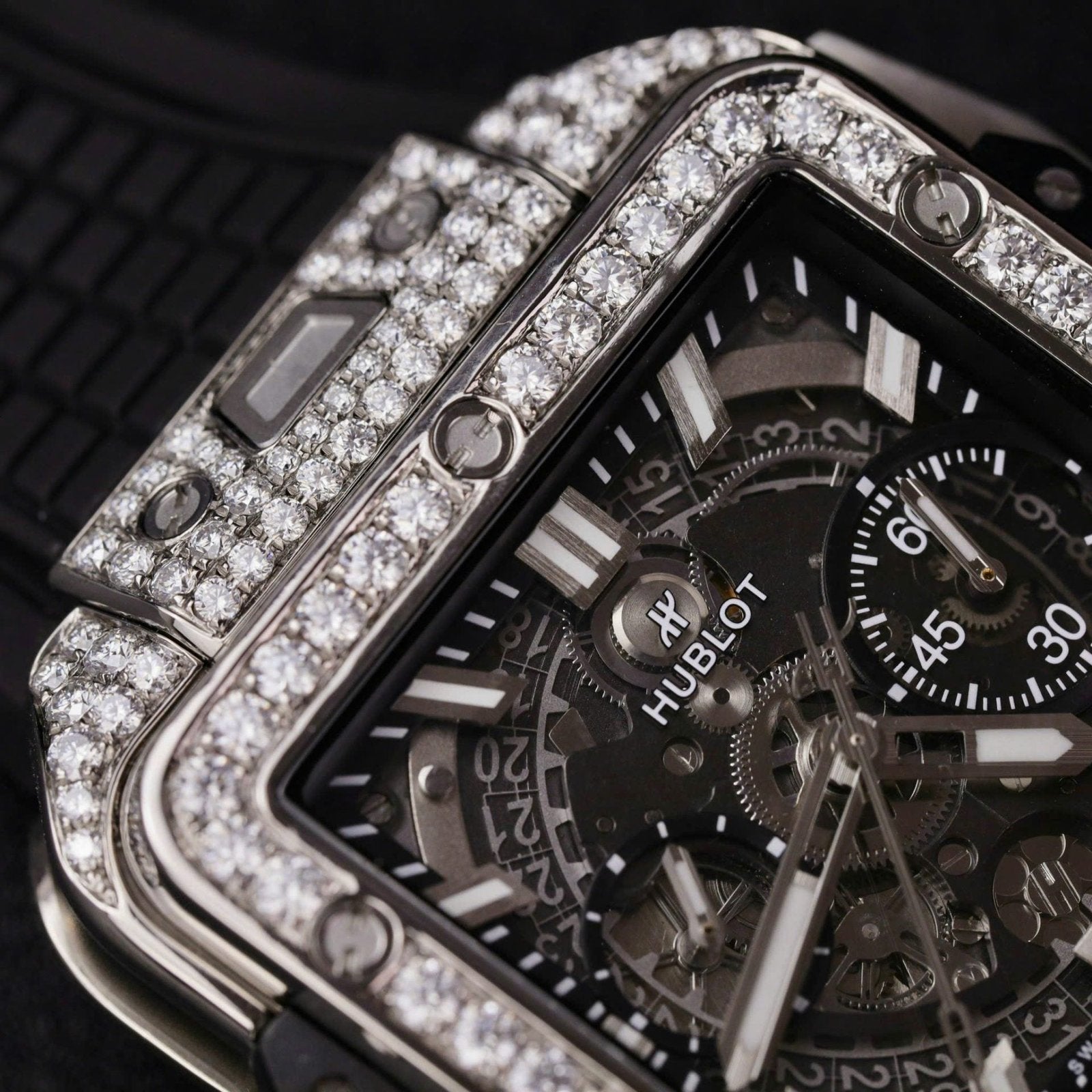 Hublot Square Bang Unico Titanium  Watch Full Dimonds Moissanite 42mm