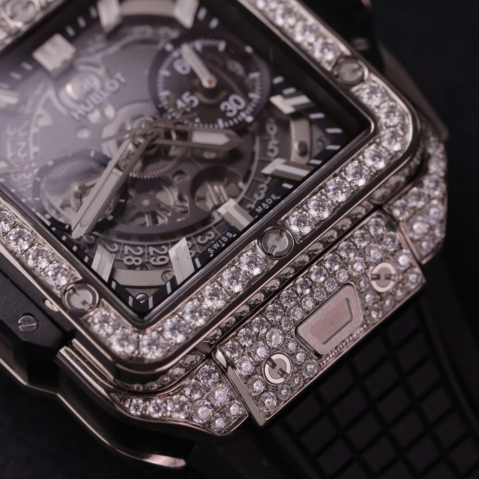 Hublot Square Bang Unico Titanium  Watch Full Dimonds Moissanite 42mm