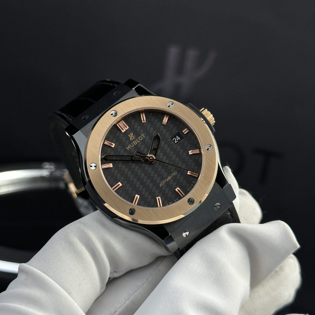 Hublot Watch Classic Fusion Ceramic Demi Gold Dial Carbon 42mm