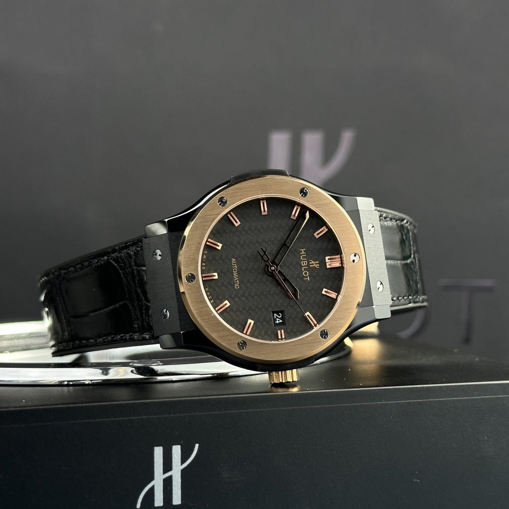 Hublot Watch Classic Fusion Ceramic Demi Gold Dial Carbon 42mm